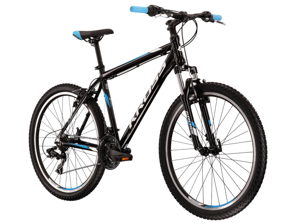 Rower górski MTB KROSS Hexagon 1.0 M19 26 cali męski Czarno-niebieski do jazdy rekreacyjnej dla mezczyzn szybki wygodny pojazd zwrotny latwo wchodzi w najtrudniejsze zakrety
