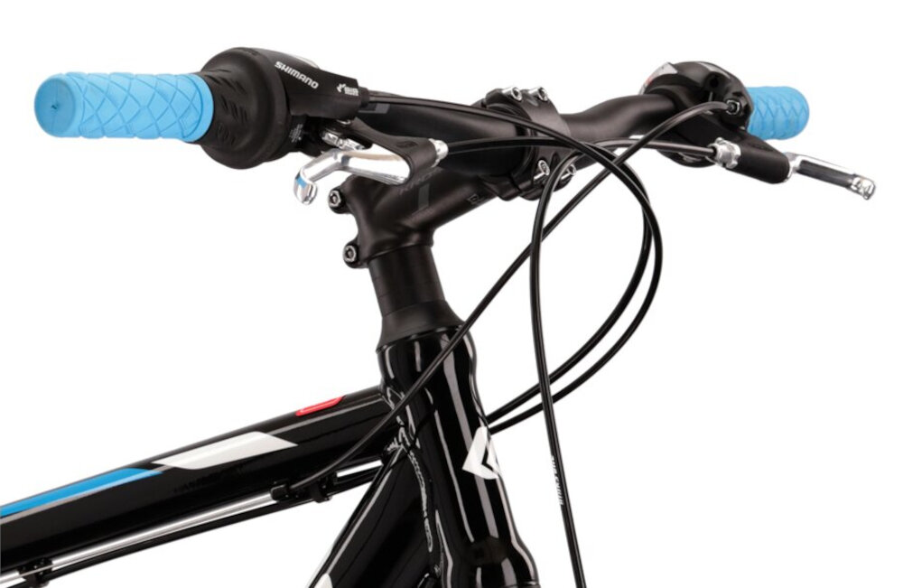Rower górski MTB KROSS Hexagon 1.0 M21 26 cali męski Czarno-niebieski aluminiowa kierownica uchwyty pokryte specjalnym antyposlizgowym materialem wieksze bepieczenstwo