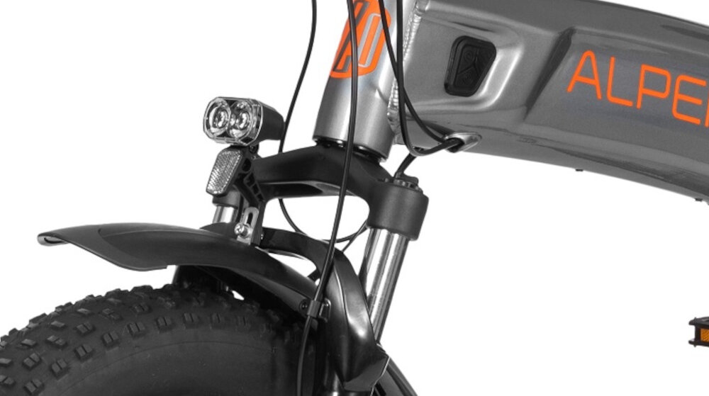 Rower elektryczny ECOBIKE Ezo Alper U20 20 cali Srebrny bezpieczenstwo przednie i tylne oswietlenie LED doskonala widocznosc i bezpieczenstwo na drodze wymagane przez prawo drogowe