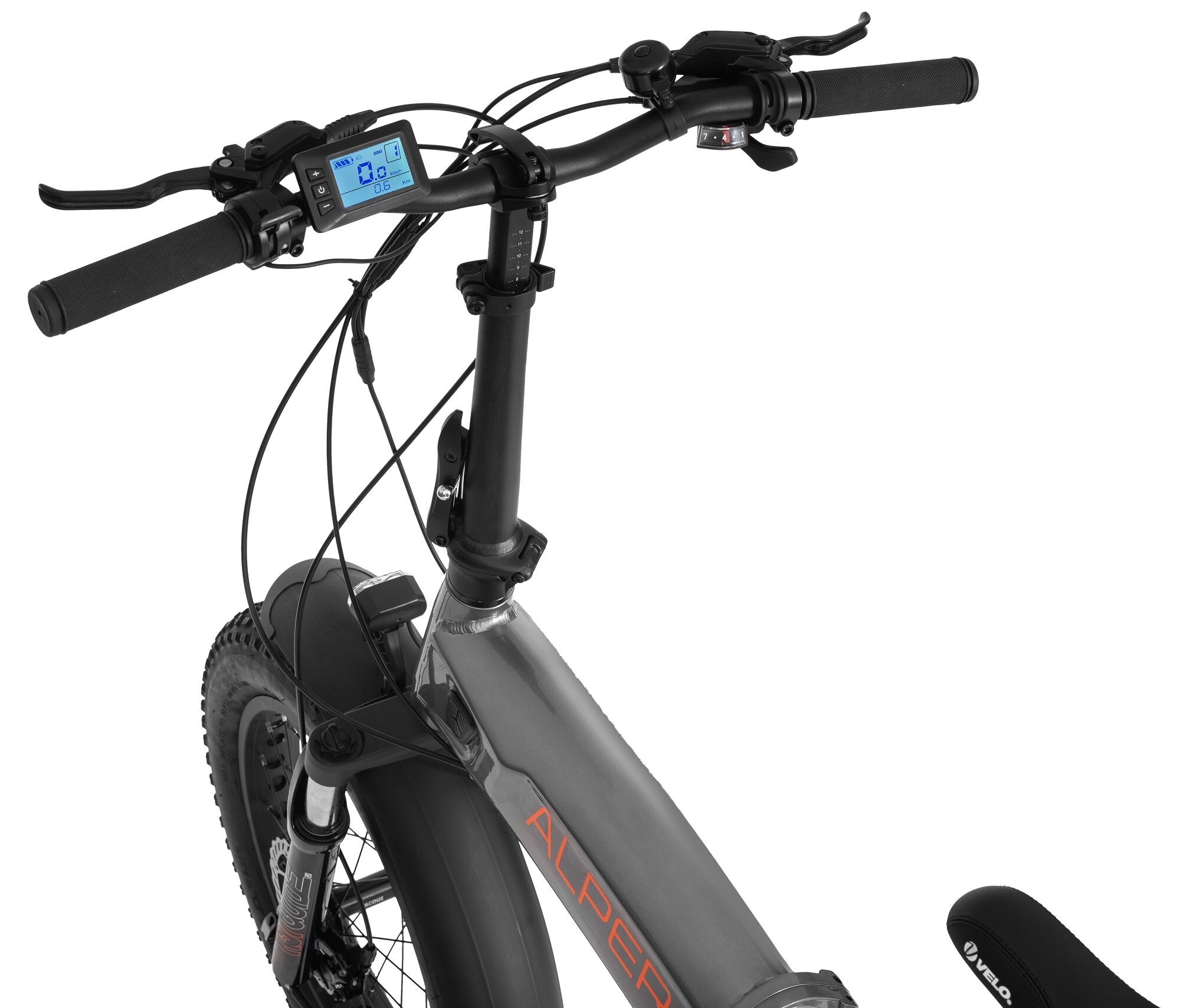 Rower elektryczny ECOBIKE Ezo Alper U20 20 cali Srebrny wyswietlacz LCD czytelny kierownica antyposlizgowe tworzywo