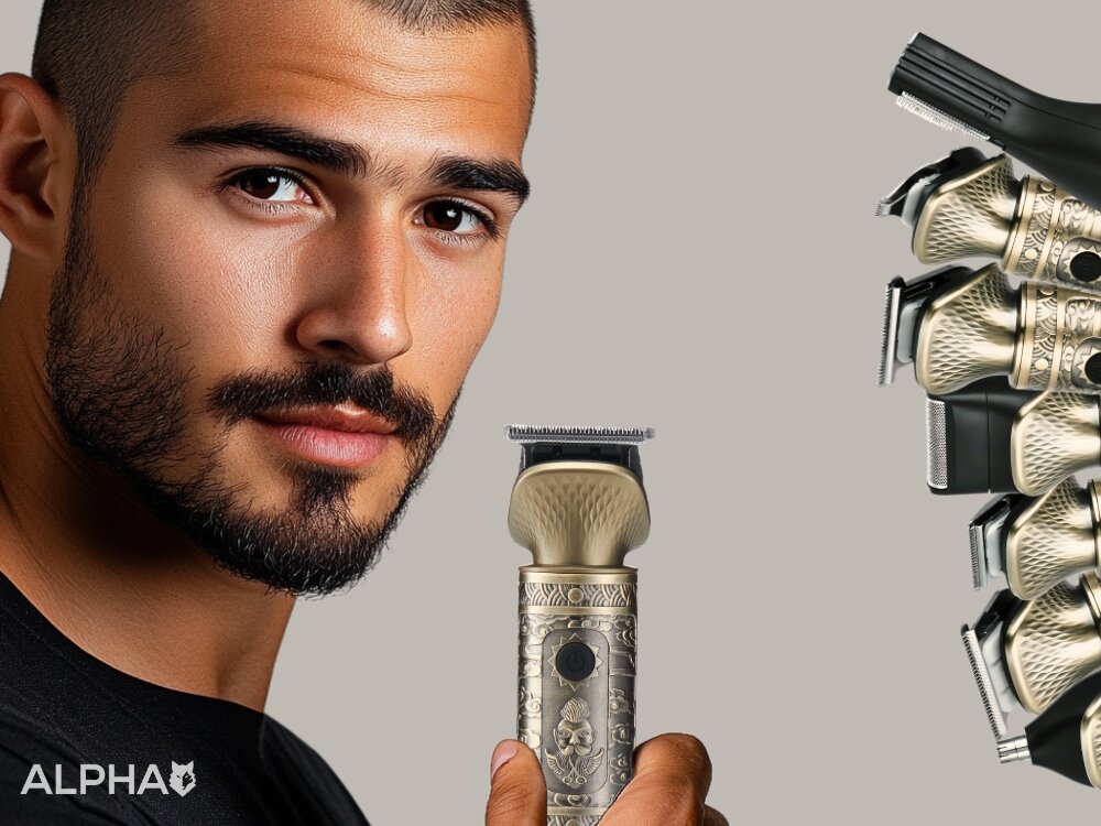 Trymer ALPHA ABS-02 zadbanie o włosy, zarost i ciało, wymienne głowice, dopasowanie do długości i stylu cięcia