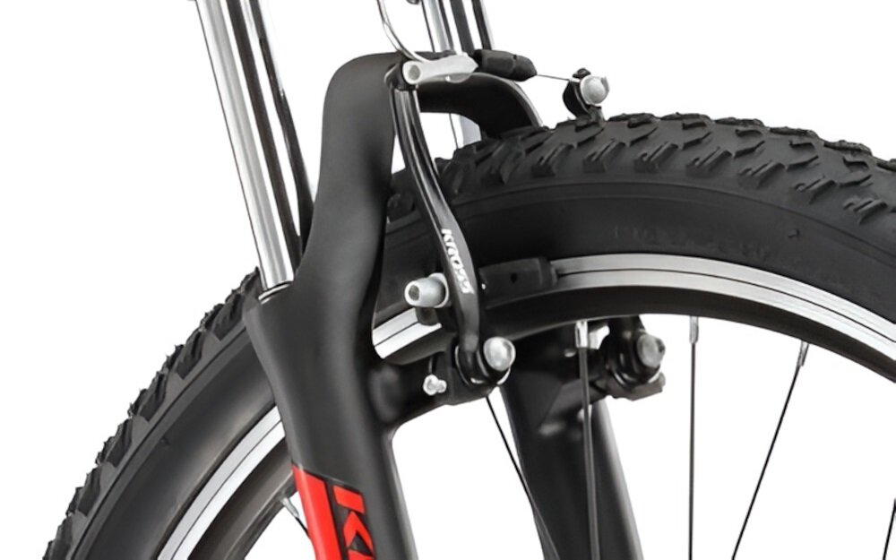 Rower górski MTB KROSS Hexagon 1.0 M21 26 cali męski Granatowo-czerwony hamulce typu V-Brake lekkie duza sila hamowania z przodu i z tylu