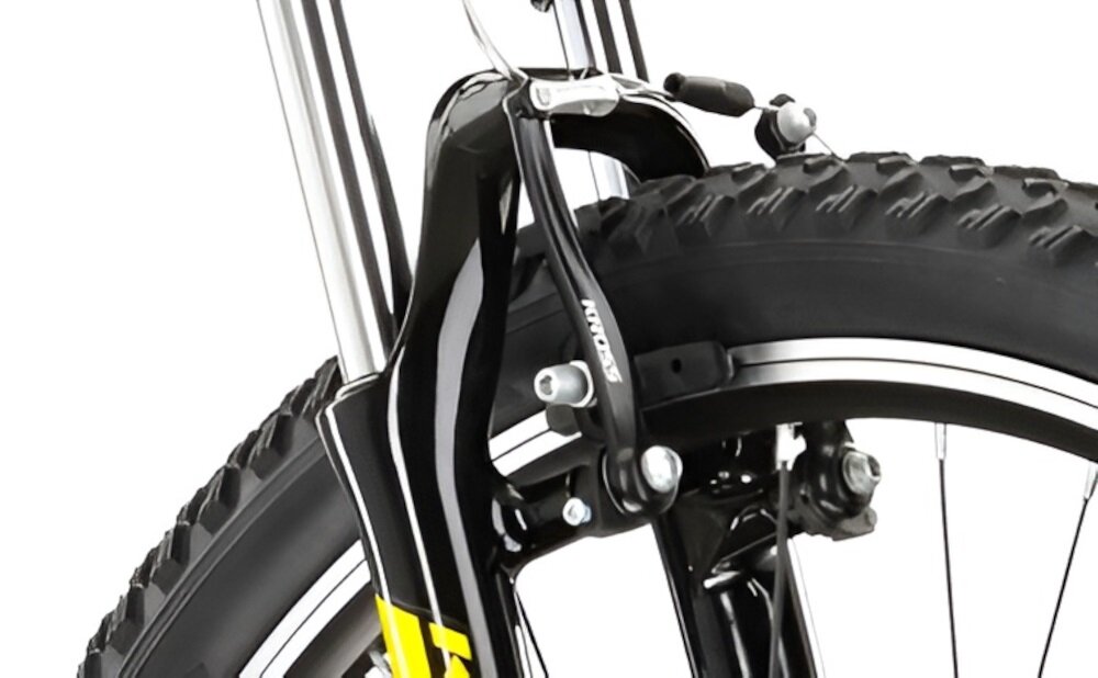 Rower górski MTB KROSS Hexagon 1.0 M21 26 cali męski Czarno-żółty hamulce typu V-Brake lekkie duza sila hamowania z przodu i z tylu