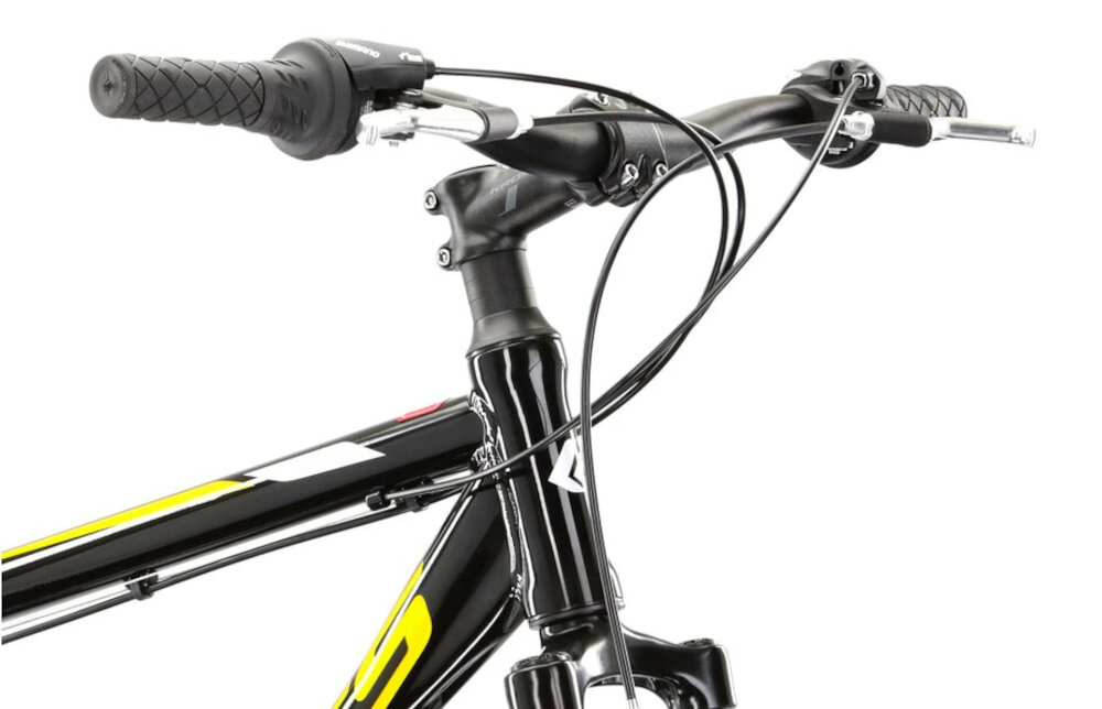 Rower górski MTB KROSS Hexagon 1.0 M21 26 cali męski Czarno-żółty aluminiowa kierownica uchwyty pokryte specjalnym antyposlizgowym materialem wieksze bepieczenstwo