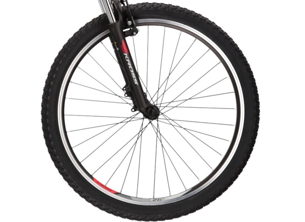 Rower górski MTB KROSS Lea 1.1 D13 26 cali damski Czarno-malinowy kola duze 26-calowe latwe pokonywanie przeszkod wiekszy kontakt kola z podlozem szeroki opoy marki WANDA gleboki bieznik dobra przyczepnosc regularne sprawdzanie cisnienia powietrza wartosc na bocznej czesci opony