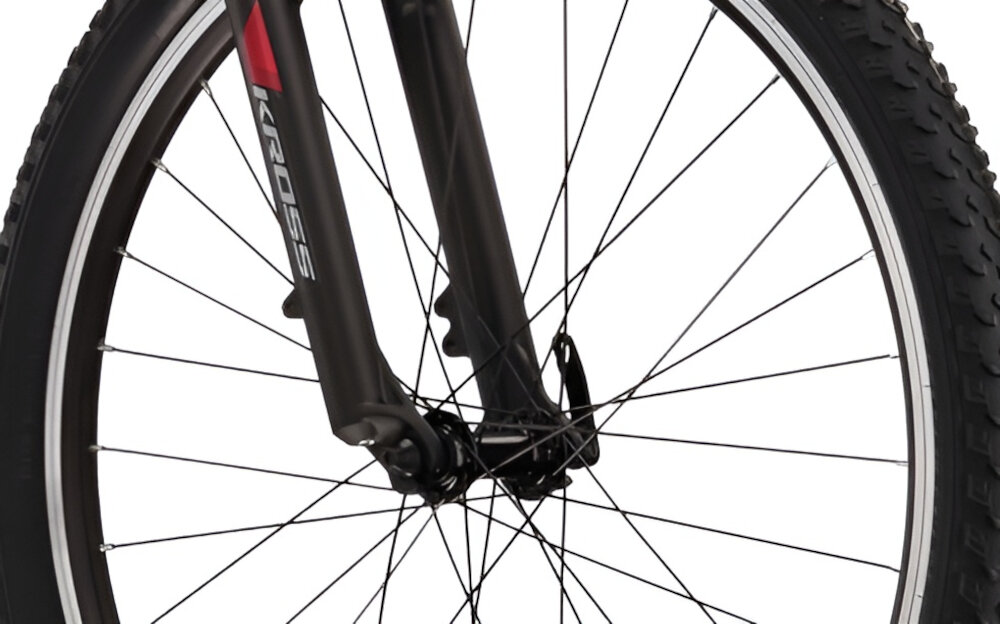 Rower górski MTB KROSS Lea 1.1 D13 26 cali damski Czarno-malinowy uniwersalne zastosowanie do jazdy w miescie poza miastem w lesie na latwym i trudnym gorskim szlaku w niezbyt grzaskim blocie nie za glebokim piachu aluminiowe obrecze zachowanie regularnego ksztaltu kol stabilne trzymanie opony gwarancja bezpiecznej komfortowej jazdy