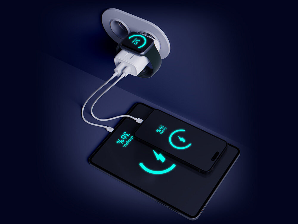 Ładowarka sieciowa 3MK Hardy Charger 33W do Apple Biały ładowanie indukcyjne porty USB