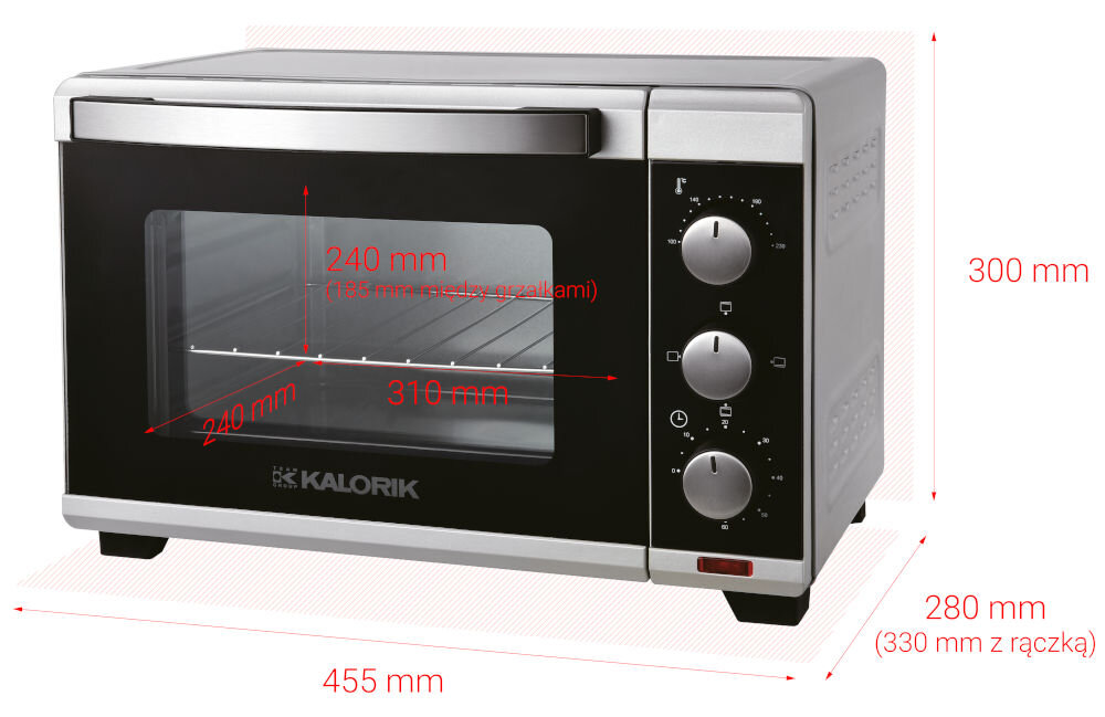 MINI PIEKARNIK KALORIK TKG OT 2011 SR (19L) stal ocynkowana trwały odporny podwójna szyba grzałki stal nierdzewna