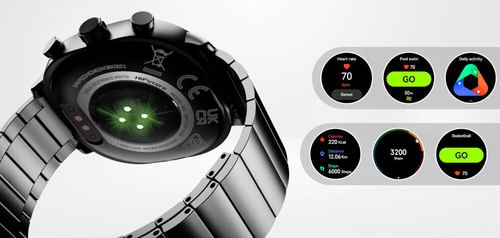 Smartwatch HIFUTURE FutureFit AIX monitorowanie zdrowia pracy serca