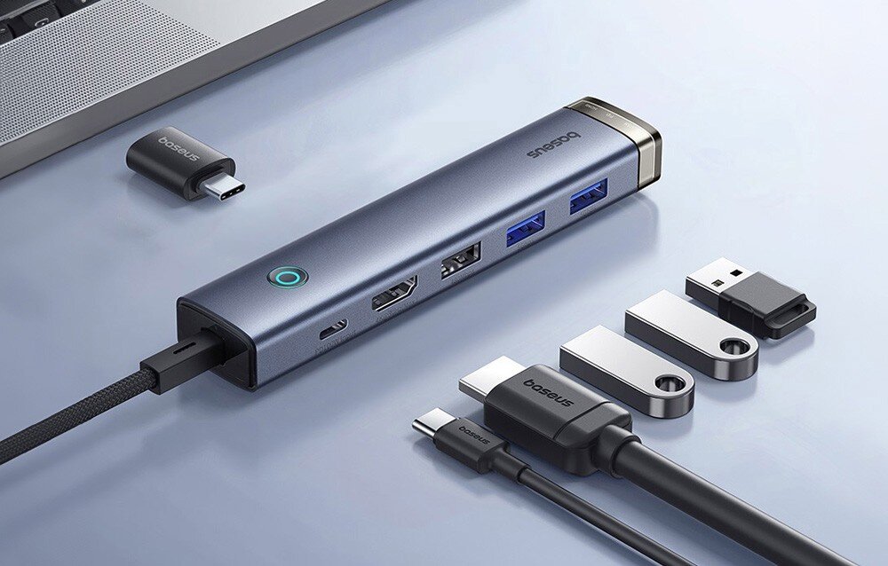 Hub BASEUS UltraJoy Series 6w1 B00052802811-02 USB Typu C, Pasywny Szary działanie przeznaczenie porty