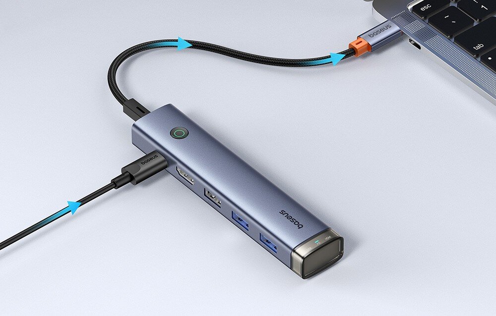 Hub BASEUS UltraJoy Series 6w1 B00052802811-02 USB Typu C, Pasywny Szary ładowanie moc zasilanie