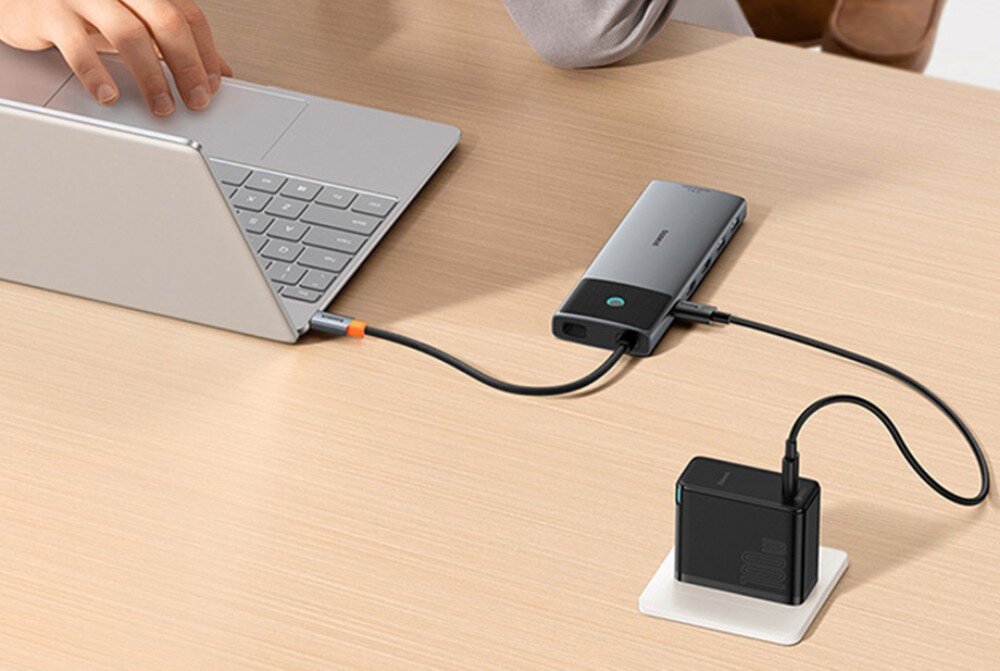 Hub BASEUS Metal Gleam Series II 10w1 USB Typu C, Pasywny Szary ładowanie moc Power Delivery