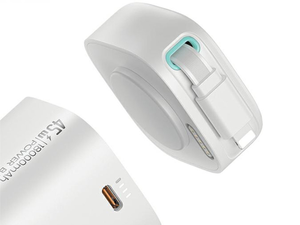 Powerbank USAMS US-CD217 Zwijany kabel funkcjonalność wygodą praktyczny stylowy USB-C Lighting