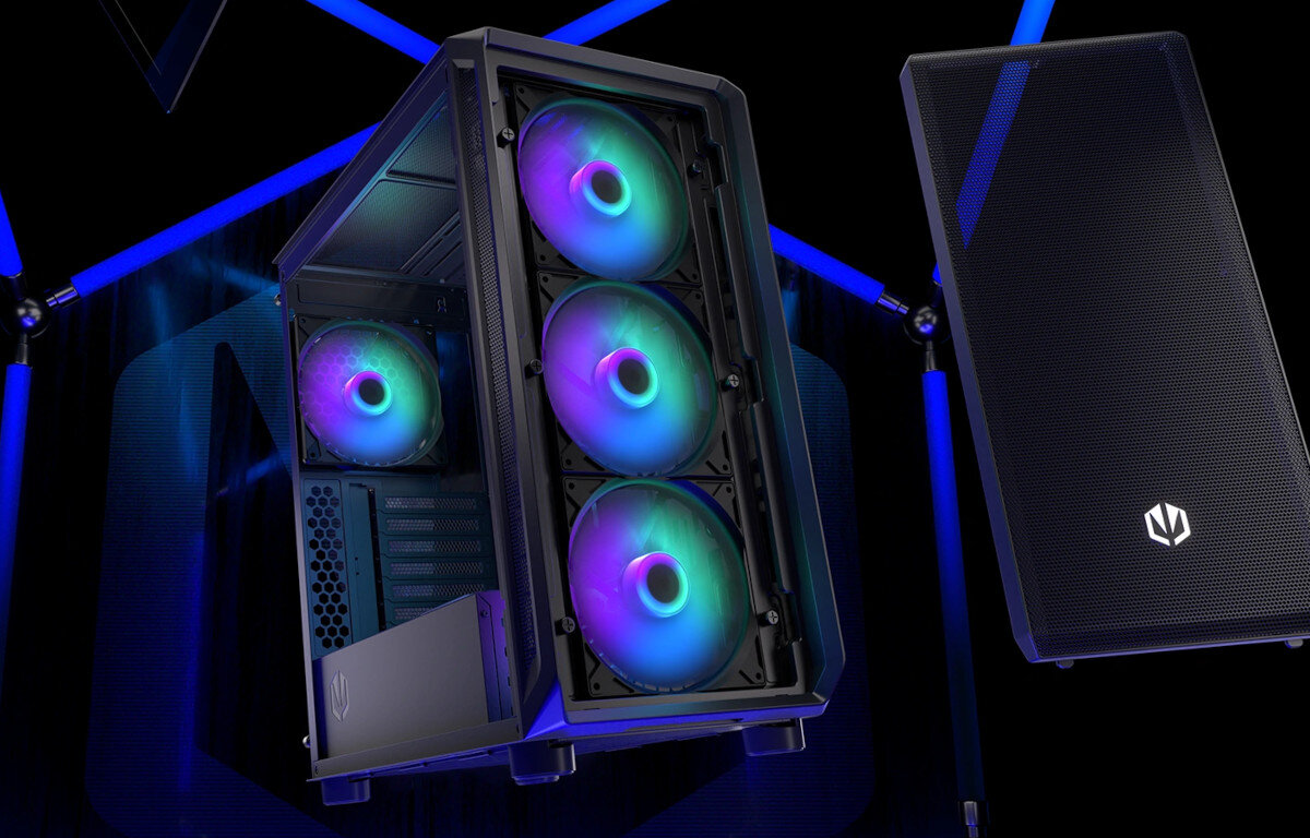 Komputer MAD DOG ENDORFY500ARGB-A03WR32 R5-5600X 32GB RAM 1TB SSD Radeon RX6800 Windows 11 Home obudowa wygląd wentylacja szklany bok porty