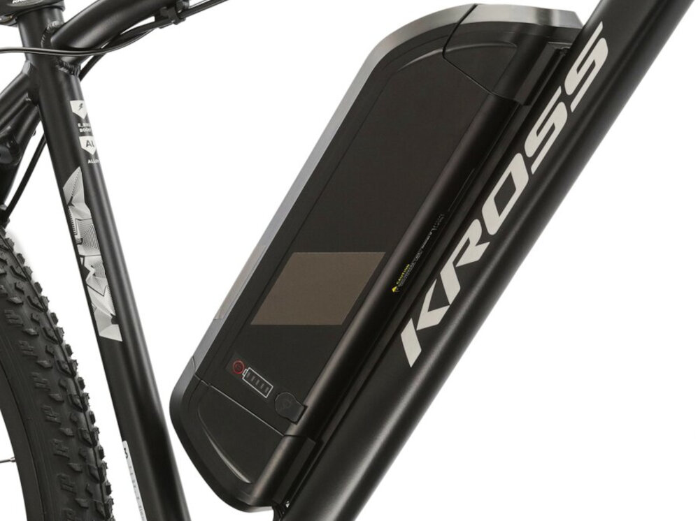 Rower elektryczny KROSS Esprit Boost 1.0 M19 29 cali męski Czarny bateria Li-Ion 36 V pojemnosc 14,5 Ah na ramie do 1000 ladowan maksymalny zasieg do 80 km czas ladowania okolo 7 godzin akumulator wyjmowany