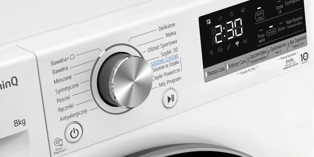 SUSZARKA LG RC80V9AV3N panel sterowanie opcje funkcje pokrętło wyświetlacz