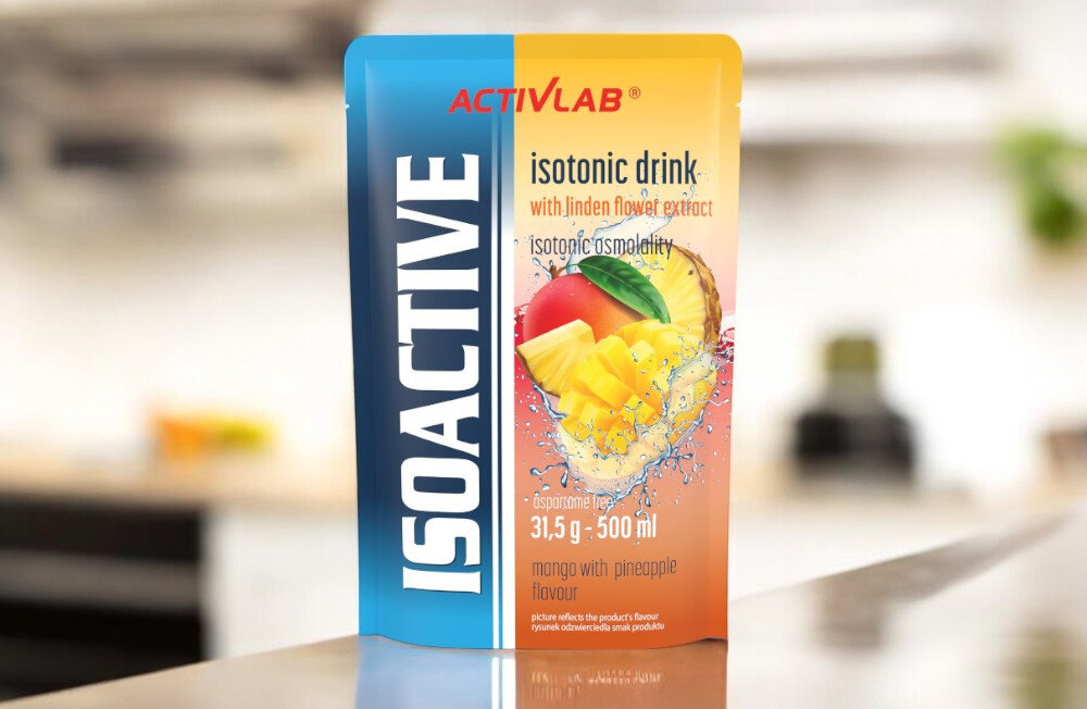 Izotonik ACTIVLAB Isoactive Mango z ananasem 20 szt. smak kwiat mango z ananasem ekstrakt z kwiatow lipy drobnolistnej wlasciwosci relaksacyjne wspomaga regeneracje walka ze stresem i napieciem wlasciwosci wspierajace uklad odpornosciowy regeneracja ciala