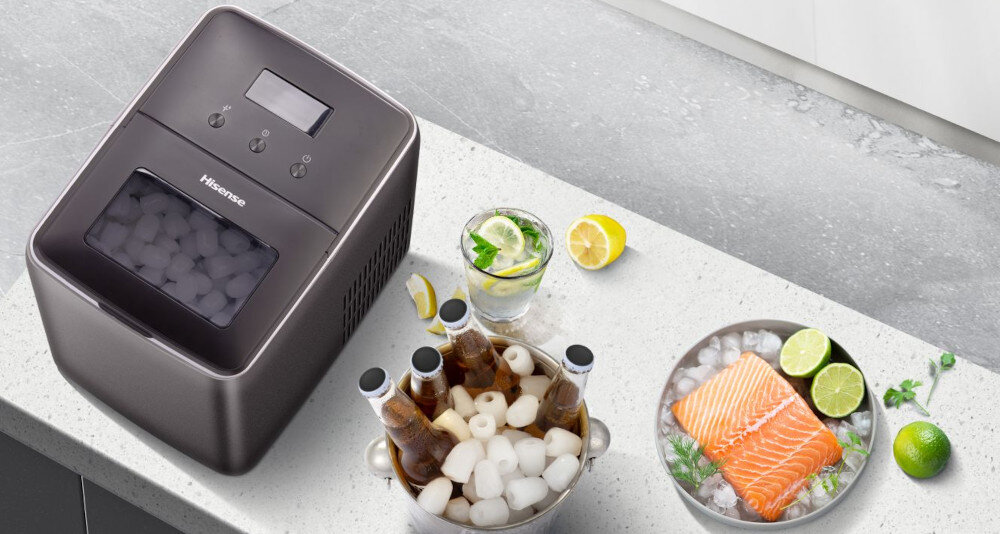 KOSTKARKA HISENSE IMC2000A kompaktowe zawsze pod ręką świeże kostki do drinków kawy na imprezy waga wymiary