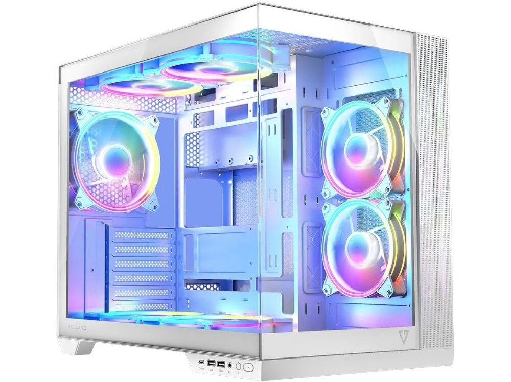 Obudowa MODECOM Volcano Panorama Apex ARGB 7F Midi Biały przeznaczenie wygląd szklane panele