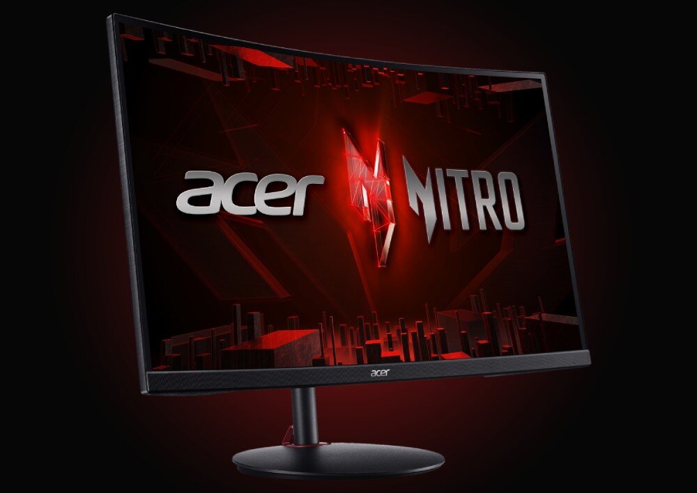 Monitor ACER Nitro XZ271U P3 Zakrzywiony monitor Acer Nitro z czerwonym, dynamicznym tłem na ekranie