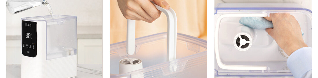 Nawilżacz ultradźwiękowy LEVOIT OasisMist 450 Bezpieczeństwo wygoda napełnianie od góry kontrukcja łatwe czyszczenie higiena użytkowanie zdrowie komfort konstrukcja