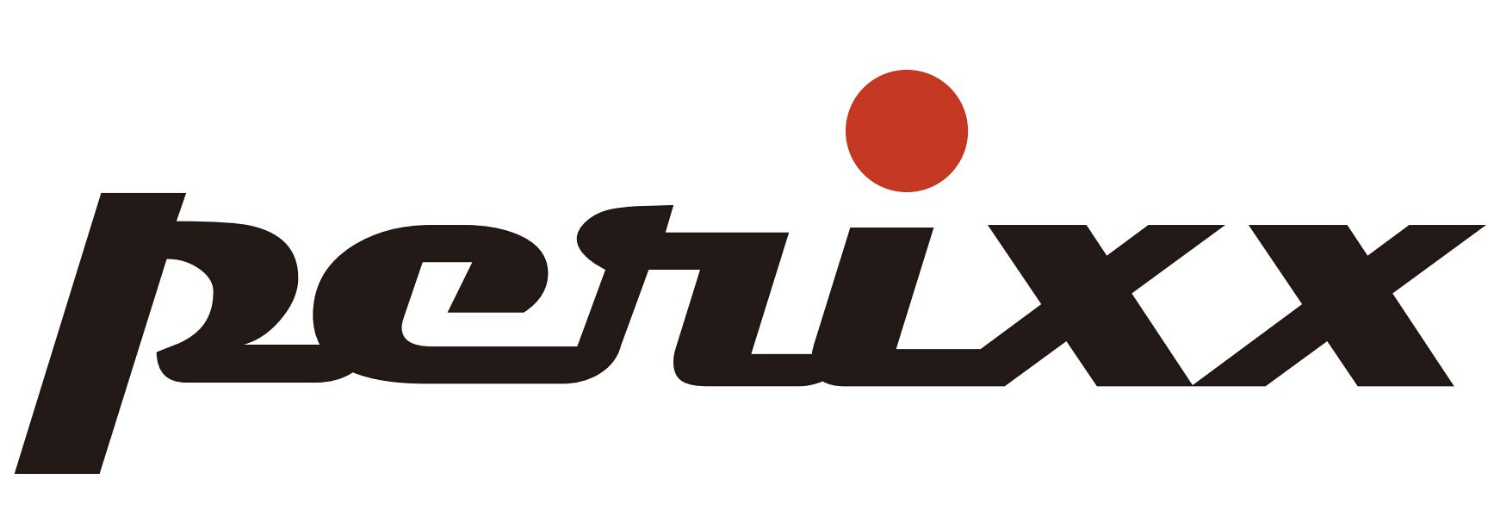 Logo z napisem \'perixx\' w czarnym kolorze z czerwoną kropką nad literą \'i\'.
