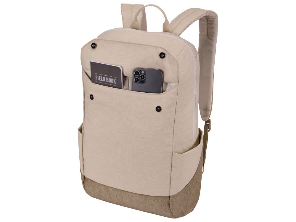 Plecak na laptopa THULE Lithos 20L 15.6-16 cali Beżowy panel organizacyjny umieszczony w przedniej kieszeni wewnętrzna kieszeń z siatki zapinana na zamek