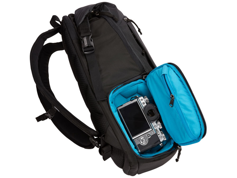 Plecak THULE EnRoute Large DSLR 25L Czarny boczny zamek błyskawiczny szybki dostęp do aparatu możliwość zdjęcia ochronnego systemu