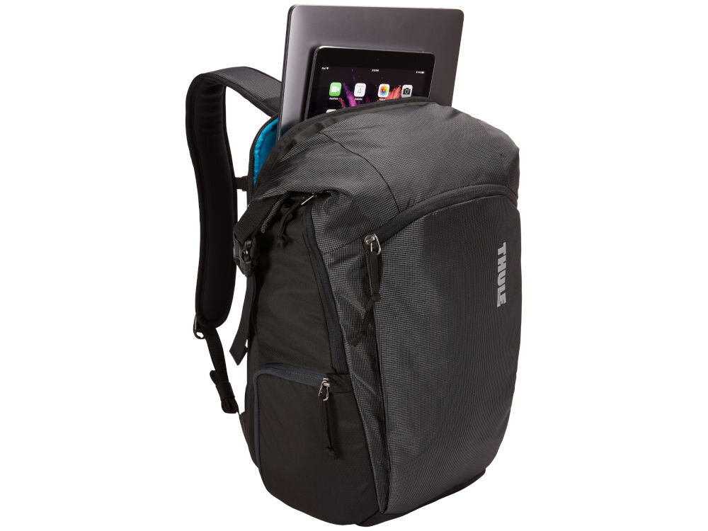 Plecak THULE EnRoute Large DSLR 25L Czarny specjalna kieszeń zabezpieczająca tablet lub laptop o przekątnej do 15,6 cala boczna kieszeń zapinana na suwak