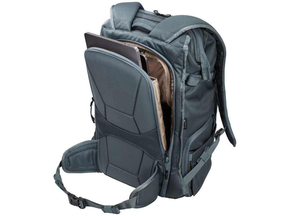 Plecak THULE Covert DSLR Rucksack 24L Szary tylny panel wyściełany schowek 16-calowy pojemny możliwość przymocowania plecaka do bagażu na kółkach