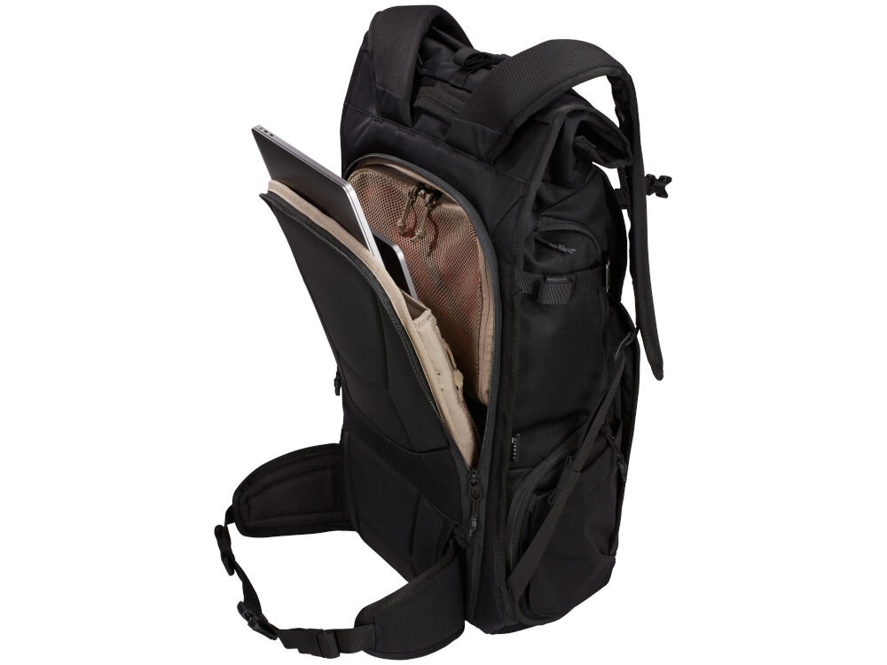 Plecak THULE Covert DSLR Backpack 32L Czarny tylny panel wyściełany schowek 16-calowy pojemny możliwość przymocowania plecaka do bagażu na kółkach