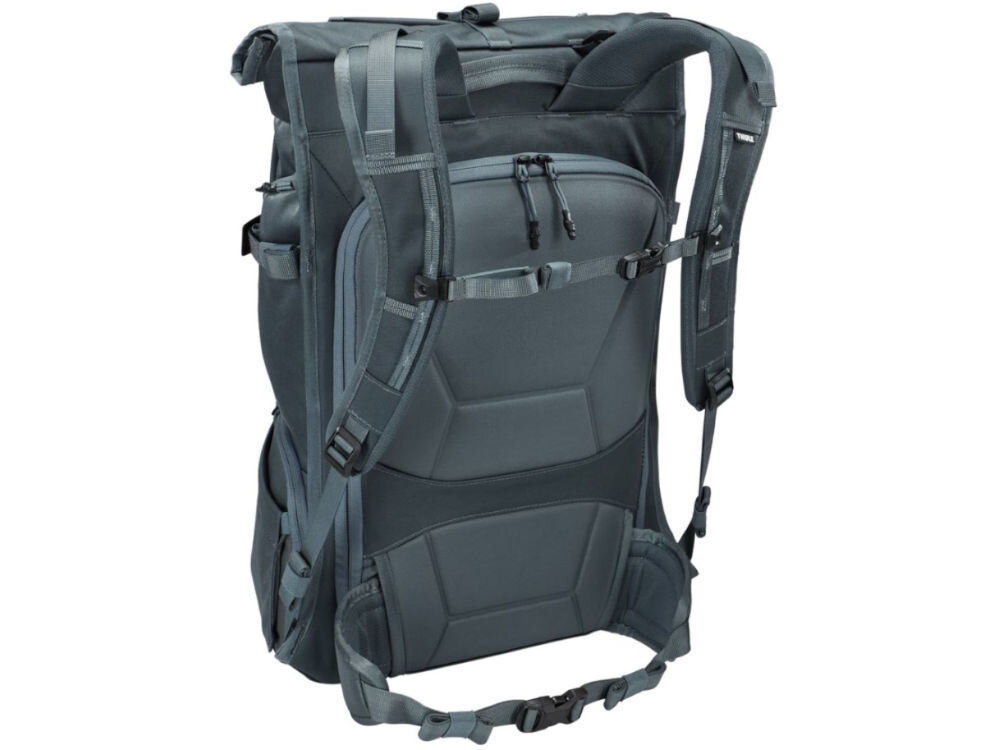 Plecak THULE Covert DSLR Backpack 32L szary tylny panel wyściełany schowek 16-calowy pojemny możliwość przymocowania plecaka do bagażu na kółkach