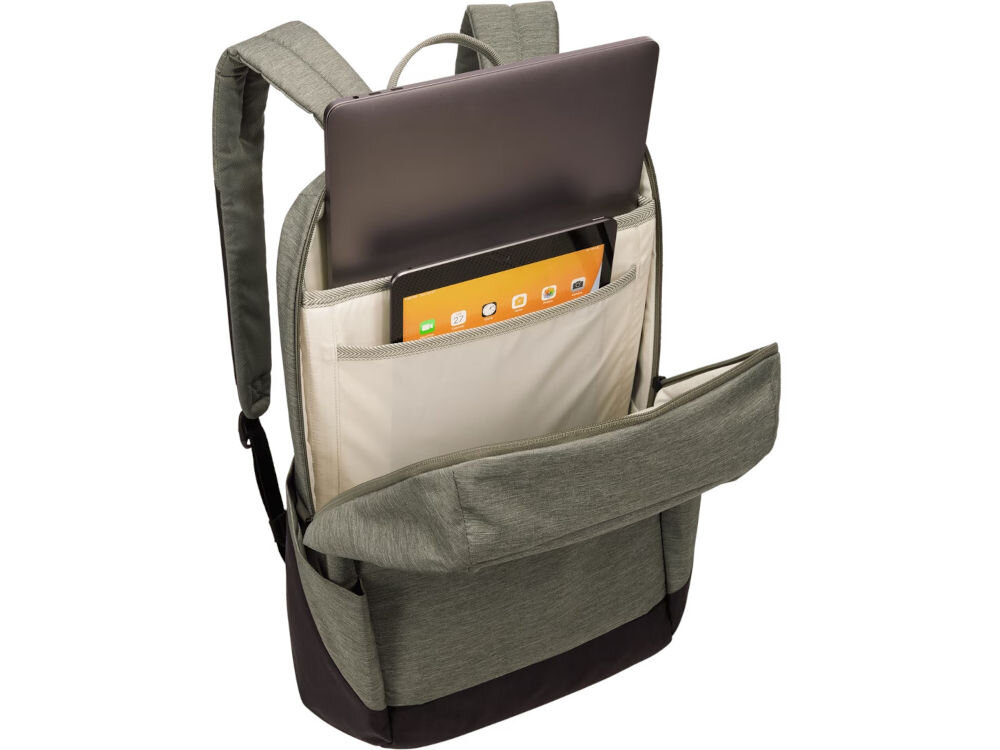 Plecak na laptopa THULE Lithos 20L 15.6-16 cali Zielono-czarny stylowy funkcjonalny podwyższona wyściełana kieszeń wsuwana kieszeń do 16-calowego macbooka 15,6-calowego laptopa tabletu o przekątnej 10,5 cala