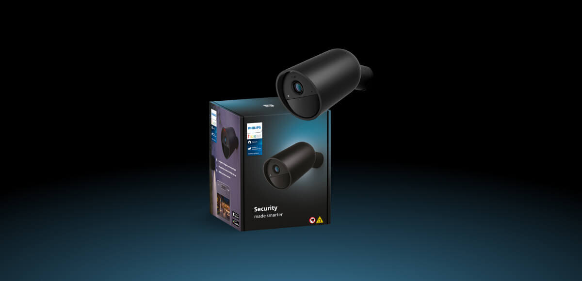 Kamera PHILIPS HUE Secure w kolorze czarnym do użytku wewnątrz i na zewnątrz zasilana baterią