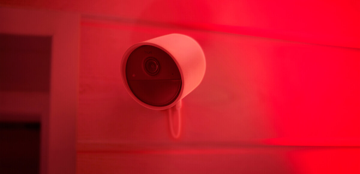 Kamera PHILIPS HUE Secure alarm świetlny, dźwiękowy funkcji rozmowy dwukierunkowej odstraszyć intruza czasie rzeczywistym