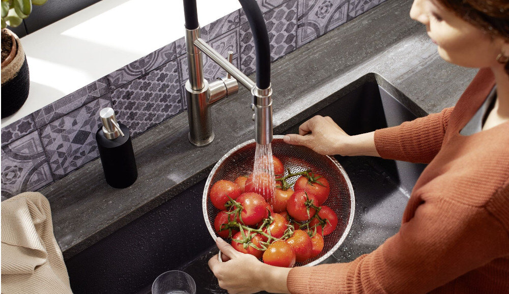 BATERIA KUCHENNA BLANCO Culina-S II Mini 527469 satynowa ciemna stal przełącznik strumienia strumień prysznicowy skoncentrowany komfort efektywność