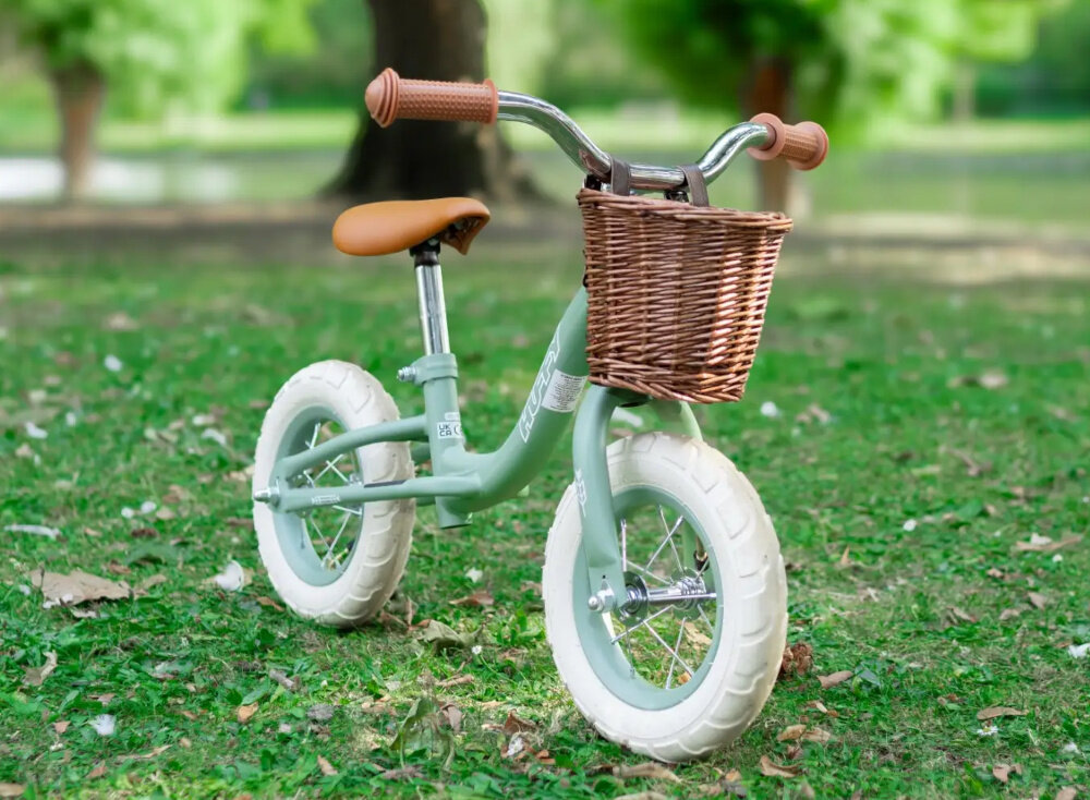 Rowerek biegowy HUFFY Vintage Zielony uniwersalny wybor pierwszy rower bezpieczenstwo komfort styl