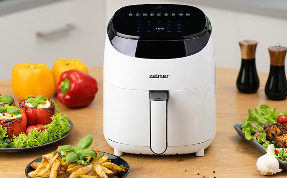 Frytkownica beztłuszczowa ZELMER ZAF3551W Air Fryer temperatura kontrola ustawienia zakres temperatura preferencje dopasowanie