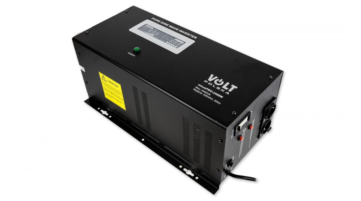 Zasilacz UPS VOLT sinusPRO 2400VA 1600W funkcje przetwornicy DC/AC automatyczna ładowarka do akumulatorów przełącznik priorytetu pracy Solar / Sieć