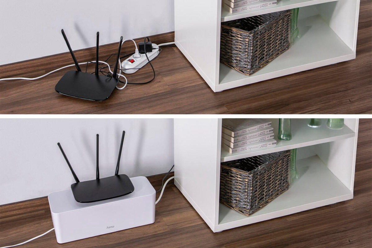 Pojemnik na kable HAMA Minimalistyczny design gumowe nóżki Otwory na kable cyrkulację powietrza