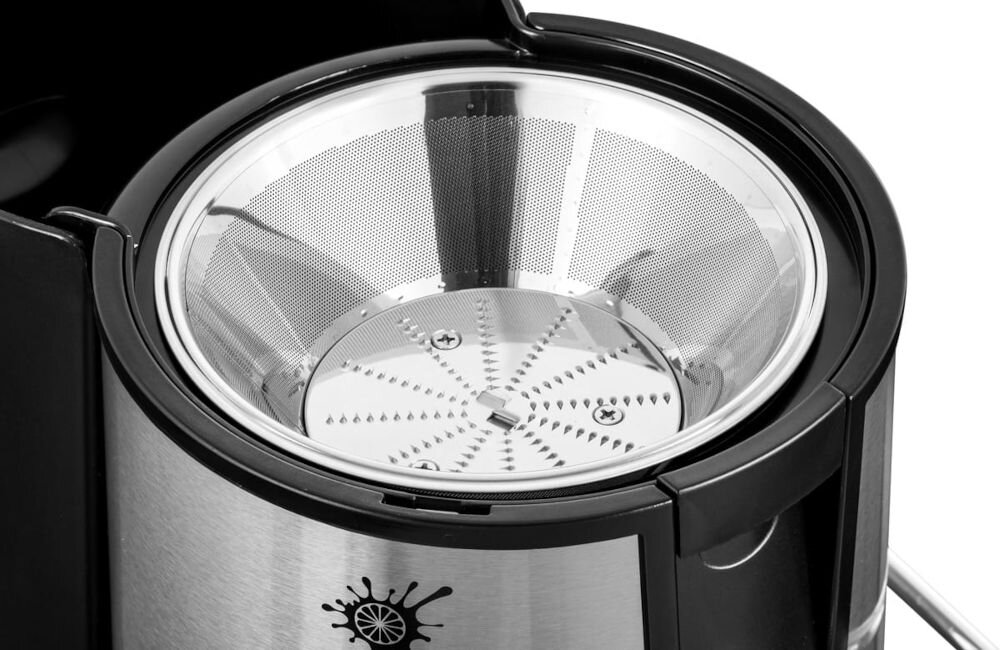 Sokowirówka KOLIBER Juicemax X-1800-W wysoka jakość wykonania trwałość urzadzenia solidna obudowa sitko trwała stal nierdzewna zabezpieczenia antypoślizgowe nóżki ochrona przed przegrzaniem blokady przed uruchomieniem bez pokrywy nieprawidłowe złożenie pełne bezpieczeństwo użytkowania wszystkie elementy można myć w zmywarce zwiększona wygoda użytkowania