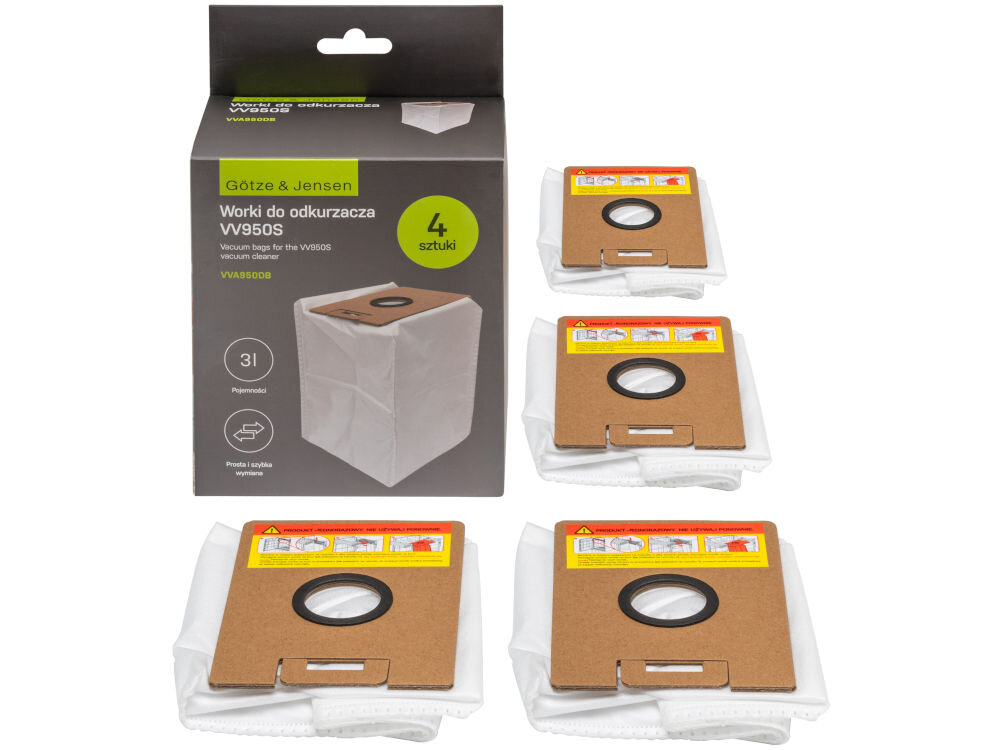 Worek na kurz GÖTZE & JENSEN VVA950DB do modelu VV950S (4 szt.) elementy zestawu worki opakowanie
