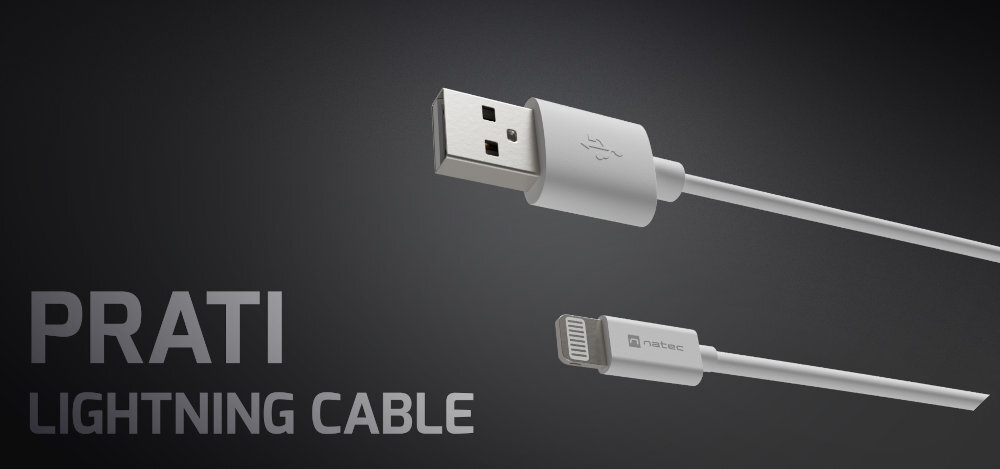 NATEC Prati kabel w kolorze białym na ciemnym tle
