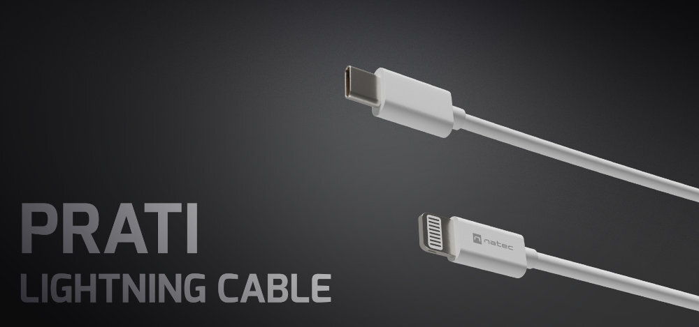 NATEC Prati kabel w kolorze białym na ciemnym tle