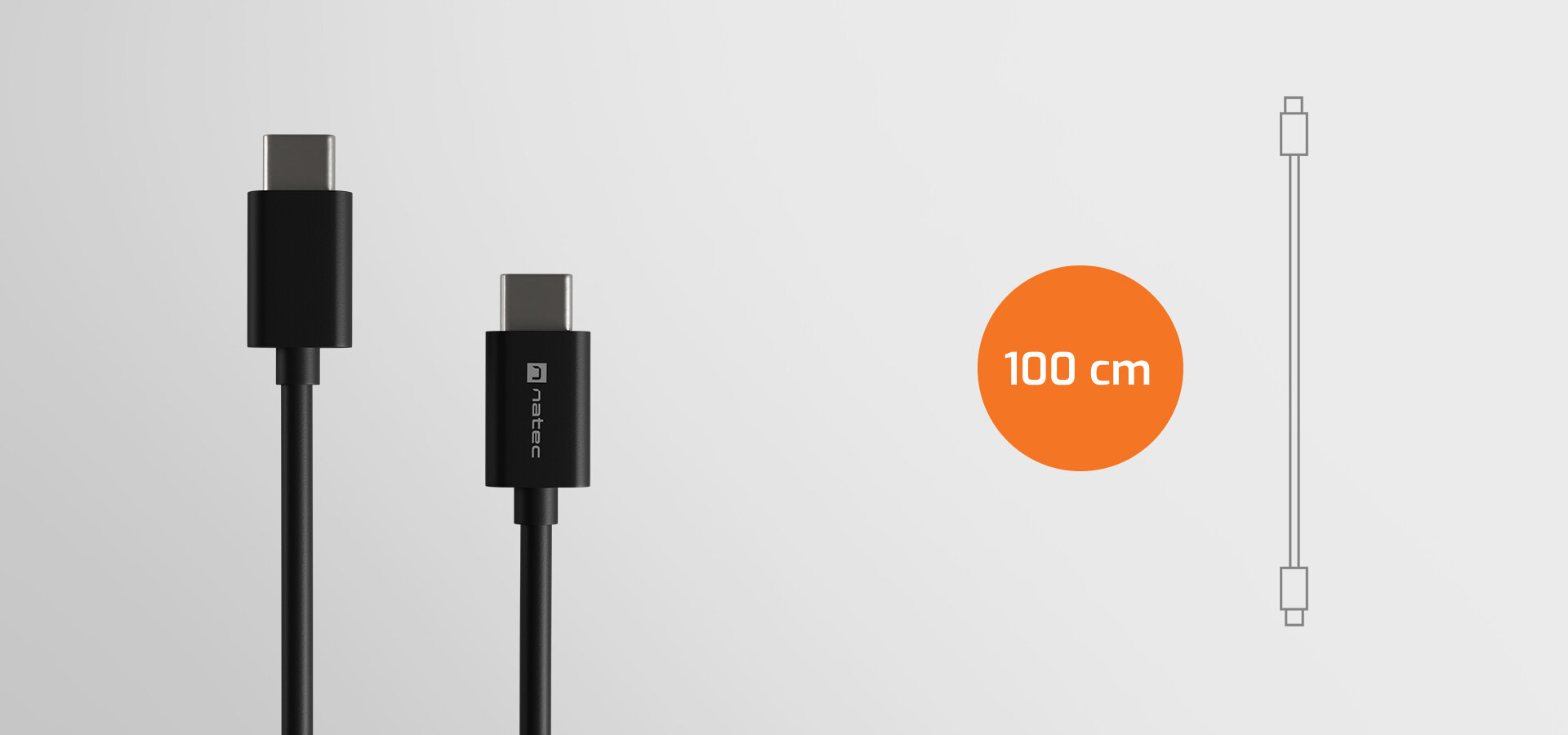 Natec Prati osłonie TPE rzep - dwie wtyczki USB-C 100 cm