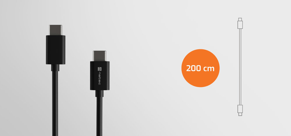 Natec Prati osłonie TPE rzep - dwie wtyczki USB-C 100 cm