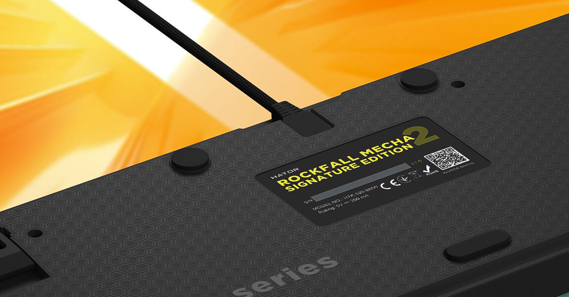 Klawiatura HATOR Rockfall 2 Mecha Signature Edition Biało-szary odczepiany kabel USB-A / USB-C o długości 1,8 m