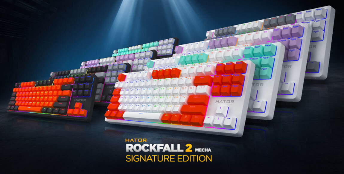 Klawiatura HATOR Rockfall 2 Mecha Signature Edition Biało-miętowy klawiatura dla wymagających