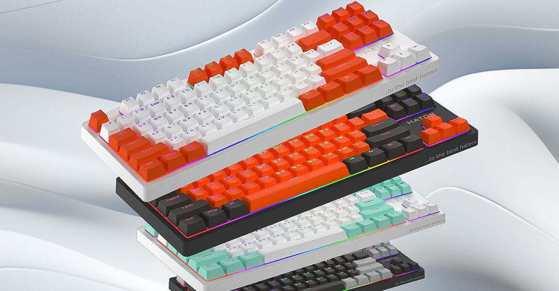 Klawiatura HATOR Rockfall 2 Mecha Signature Edition Biało-miętowy izolacja wibracji i hałasu pianka dźwiękowa EVA podkładki Poron