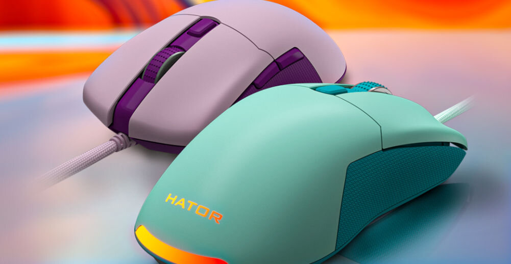 Mysz HATOR Pulsar 2 Liliowy waga 69 g bez utraty sztywności konstrukcji bez perforacji korpusu